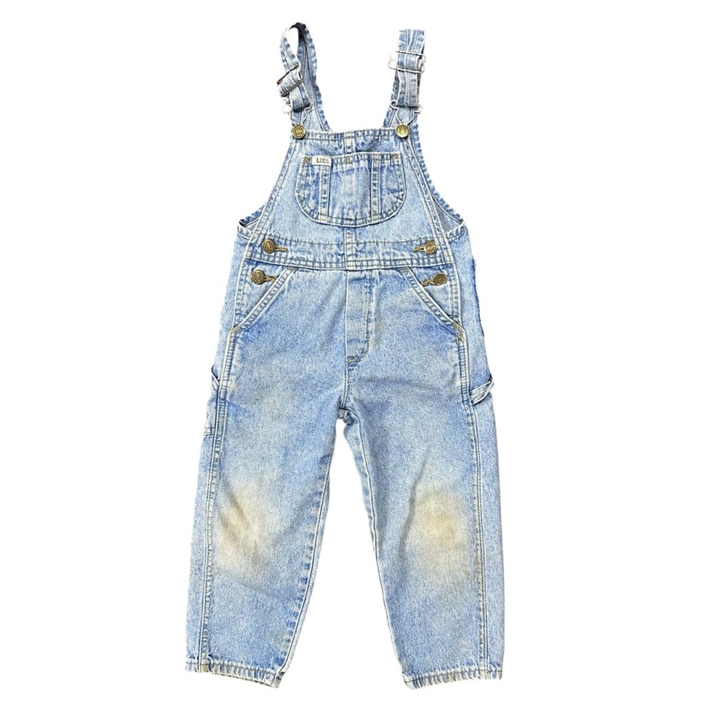 VTG 90s LEE World Class Blue Denim Overalls Size 4T Cotton Made In USA